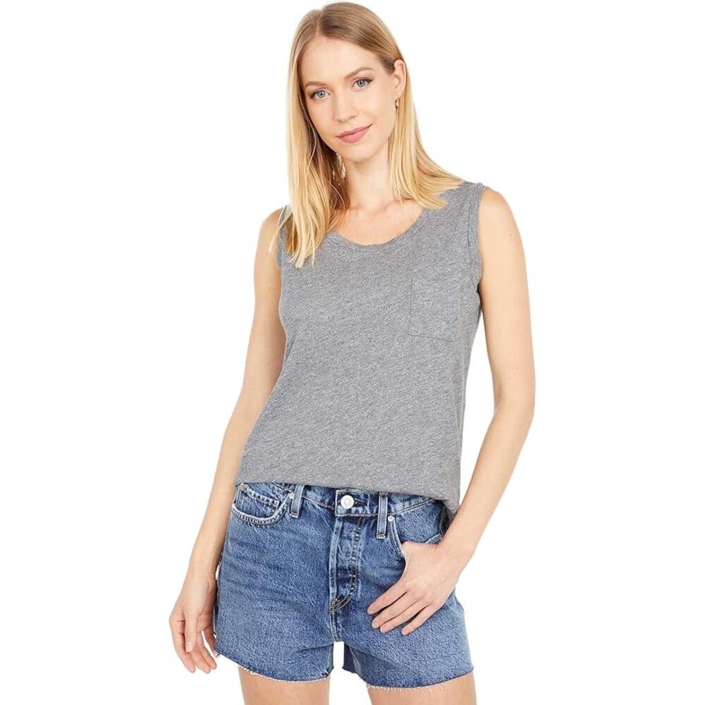 Madewell Whisper Pocket Muscle Tank Top Plus Size XXL Heather Gray